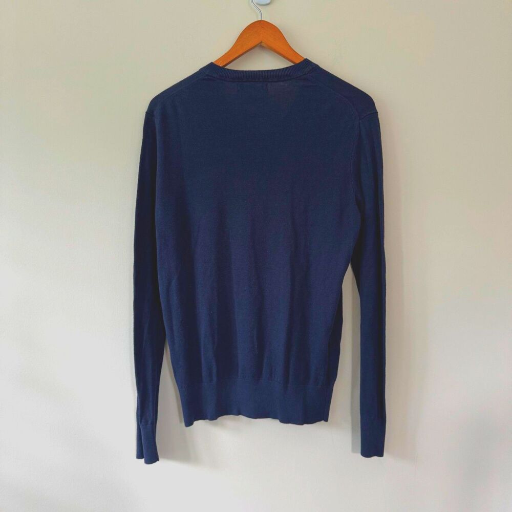 Banana Republic Men's Navy Blue Silk Linen V-Neck Sweater Medium - Picture 2 of 5